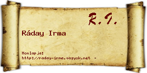 Ráday Irma névjegykártya